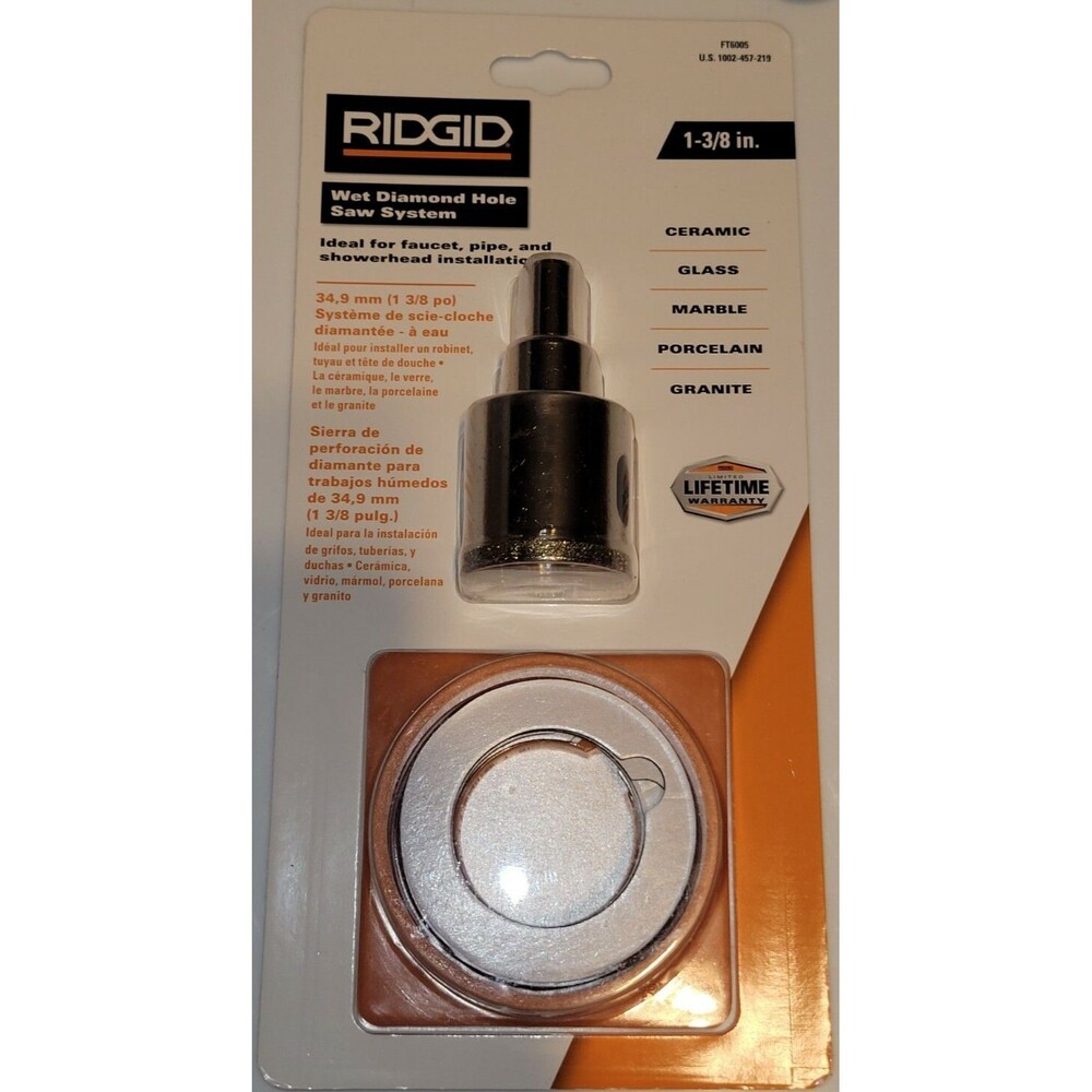 Ridgid 1-3/8" Inch Wet Diamond Hole Saw Cordless Drill Kit Ceramic Granite Glass